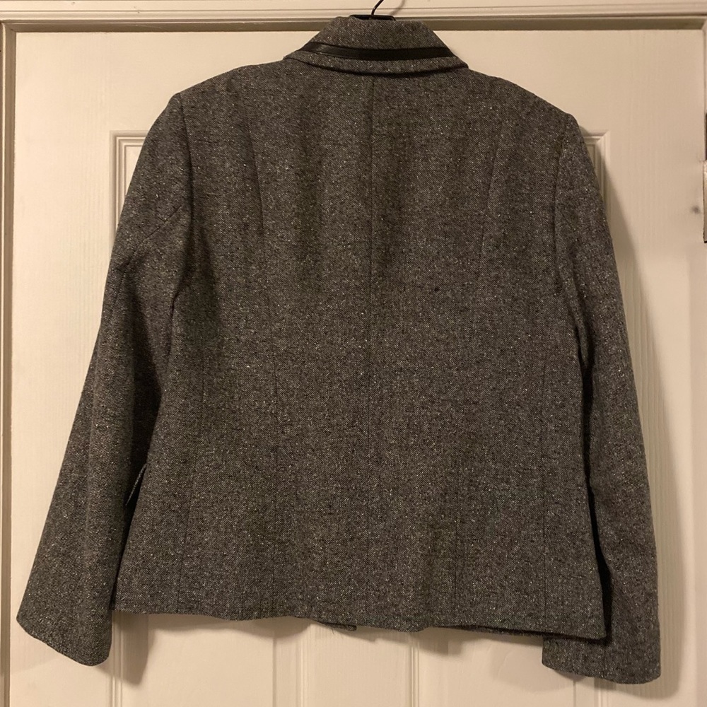 Pendleton Gray Lambs Wool Silk Leather Blazer - image 2